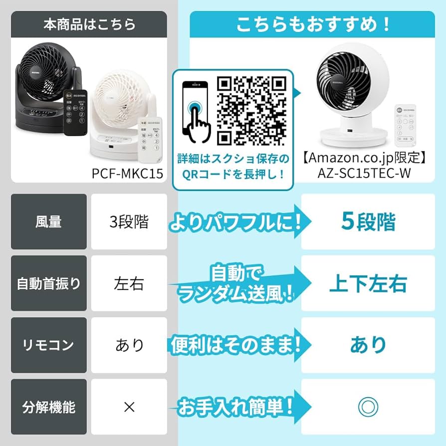 アイリスオーヤマ - アイリス　サーキュレーター 8畳 リモコン首振り PCF-MKC15 新品未使用 Amazon | アイリスオーヤマ サーキュレーター 8畳 リモコン首